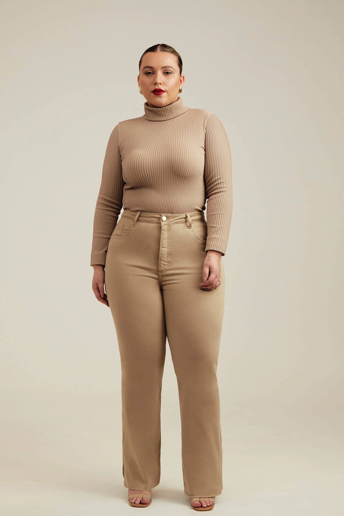 Calça Jeans Modeladora Nude Reta Cós Alto Calça Jeans MRL-127 Miralleve