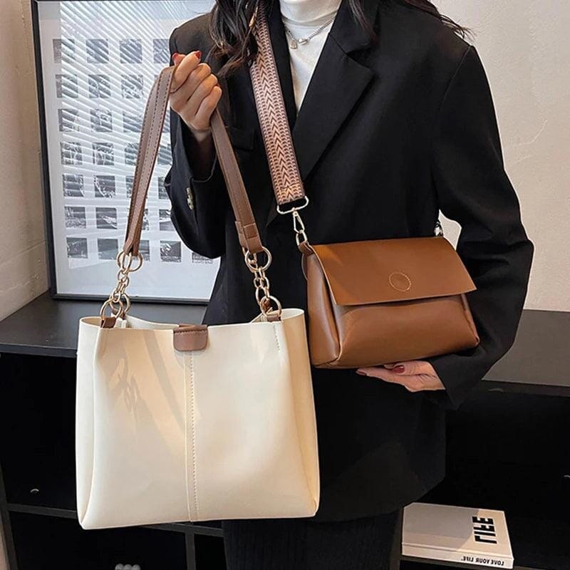Conjunto de Bolsa de Ombro + Bolsa de Mão Marselha™ Moda Francesa Conjunto Bolsa MRL-136 Miralleve