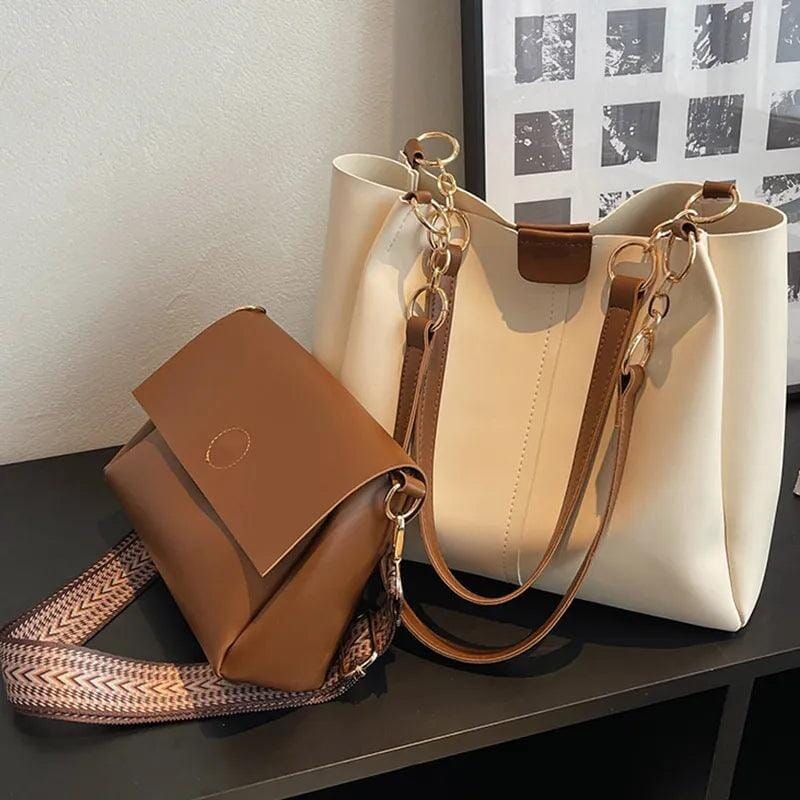 Conjunto de Bolsa de Ombro + Bolsa de Mão Marselha™ Moda Francesa Conjunto Bolsa MRL-136 Miralleve
