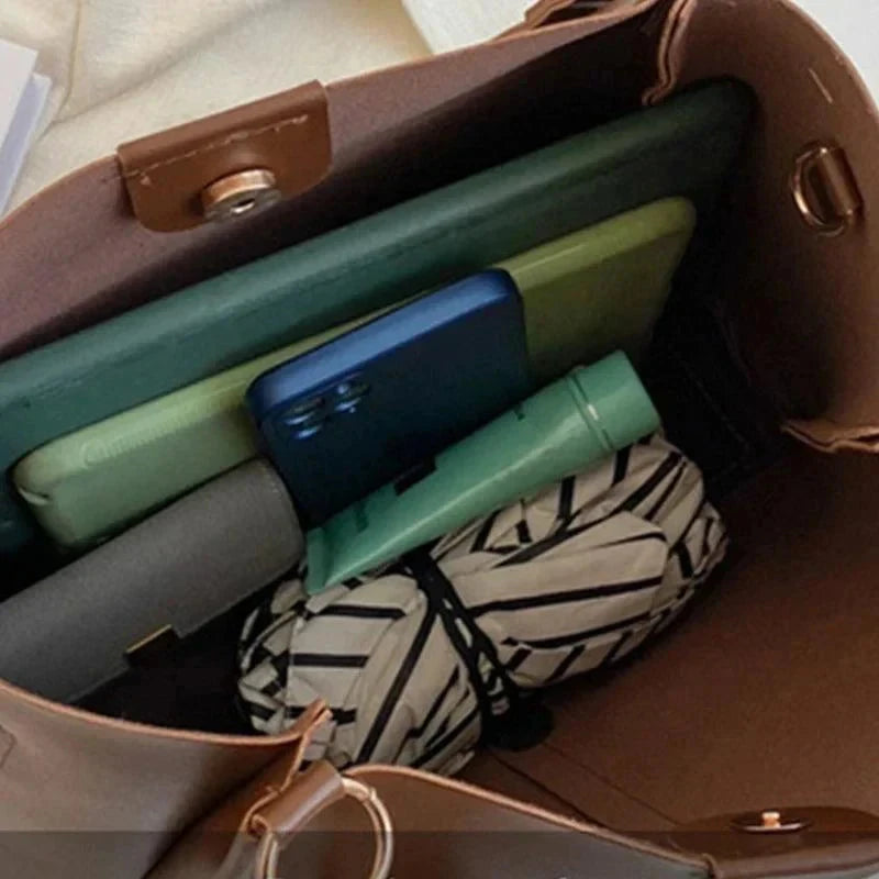 Conjunto de Bolsa de Ombro + Bolsa de Mão Marselha™ Moda Francesa Conjunto Bolsa MRL-136 Miralleve