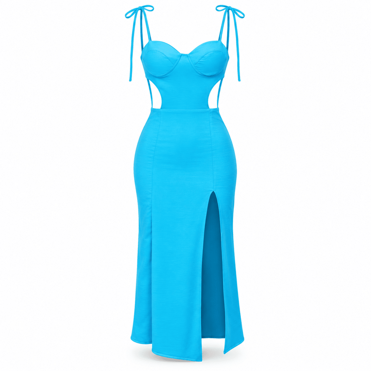 Vestido Catarina azul bebê em fundo branco