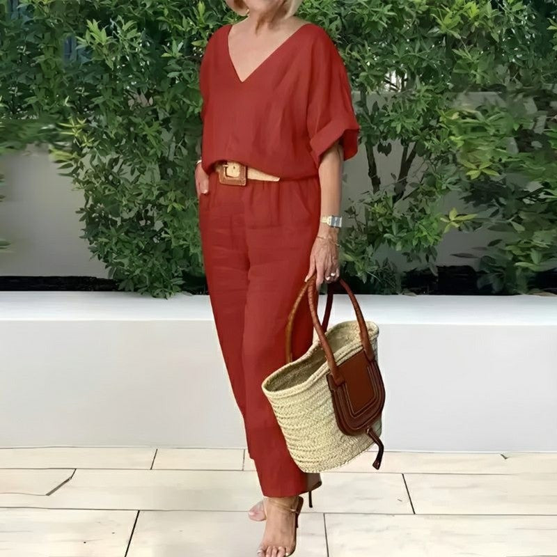 Conjunto Feminino Casual de Algodão e Linho Vicenza