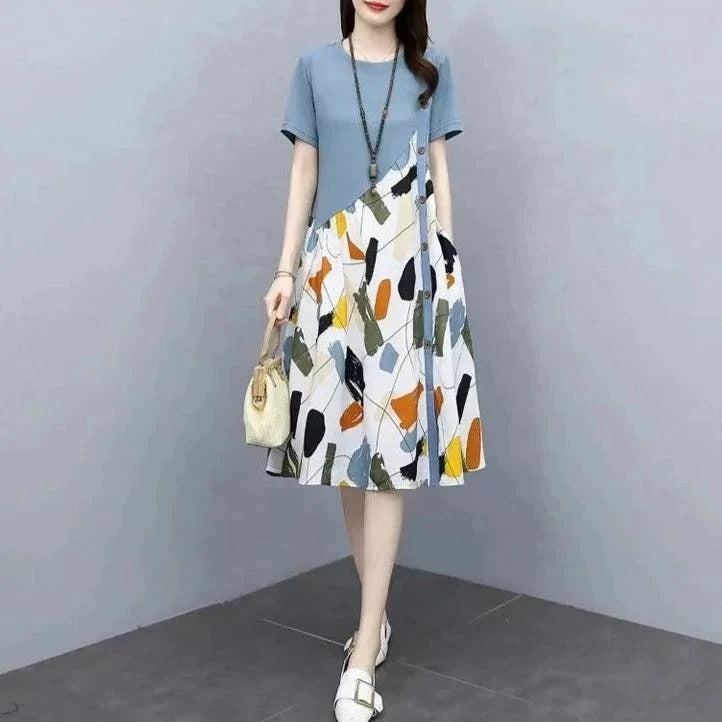 Vestido Magnólia™ Toque Moderno / Uma Pintura Vestível de Elegância e Conforto!