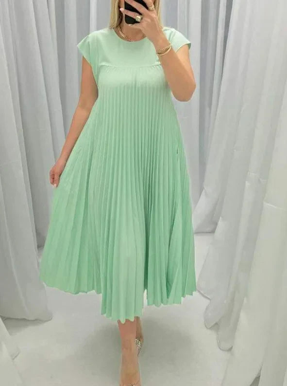 Vestido Plissado Elégance™ em Malha Viscoelástica / Conforto e Sofisticação para Qualquer Ocasião!
