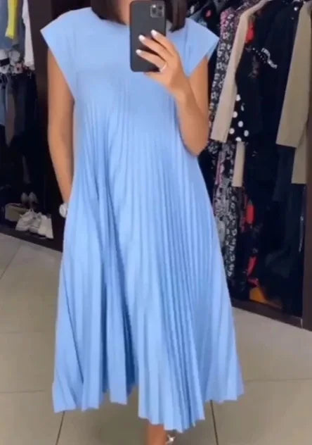 Vestido Plissado Elégance™ em Malha Viscoelástica / Conforto e Sofisticação para Qualquer Ocasião!