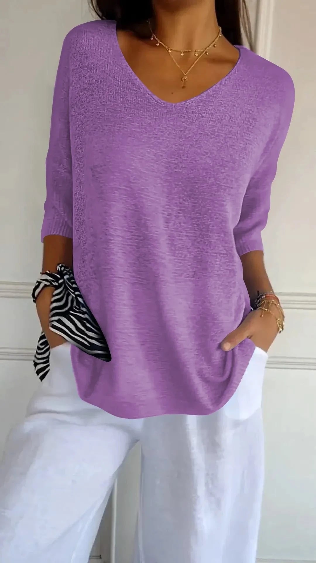 Blusa Luna roxa em malha leve e respirável — Miralleve