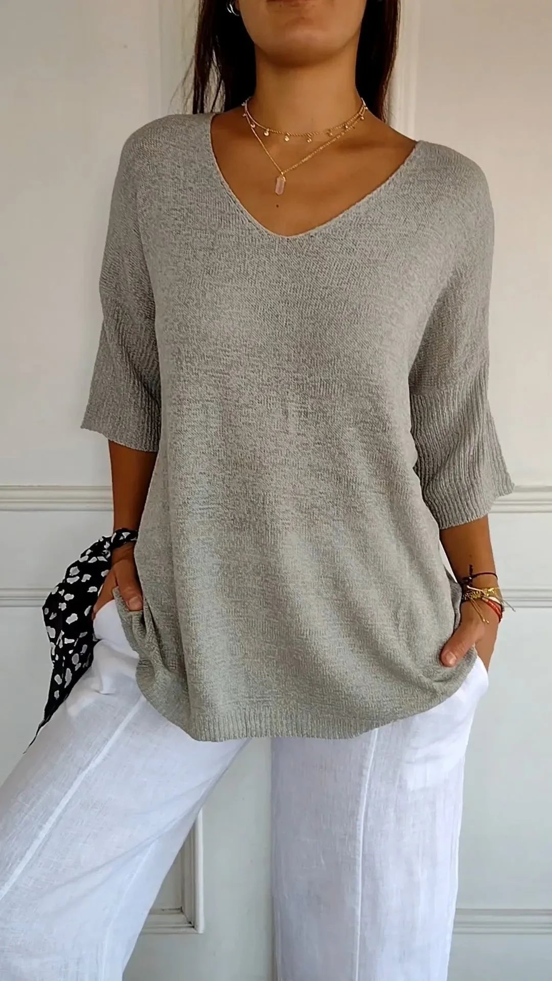 Blusa Luna cinza com modelagem confortável — Miralleve