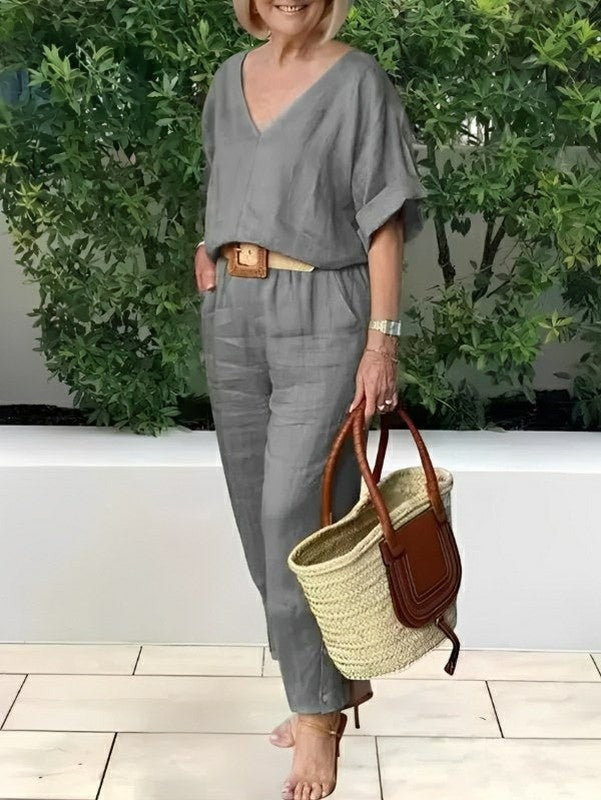 Conjunto Feminino Casual de Algodão e Linho Vicenza